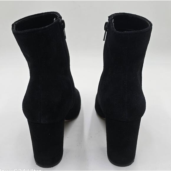 ALDO Black Suede Ankle Boots Pointed Toe Block Heel Zippered Bootie Women's 8 - Picture 4 of 10